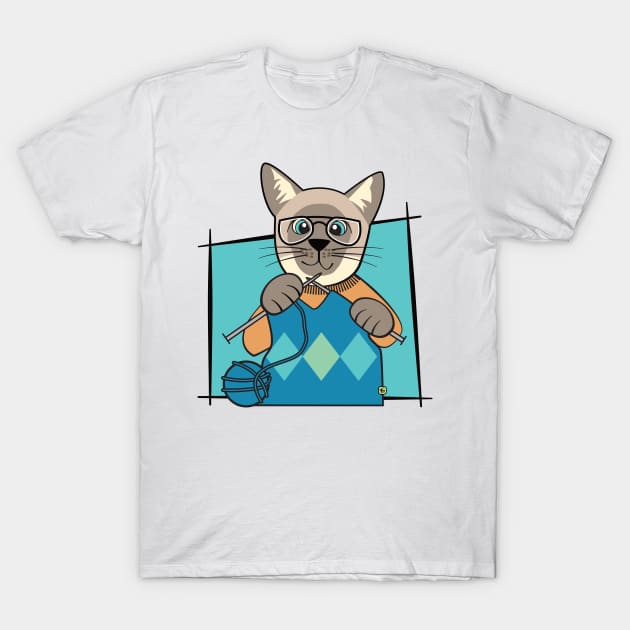 Knitting Siamese Cat T-Shirt by Sue Cervenka